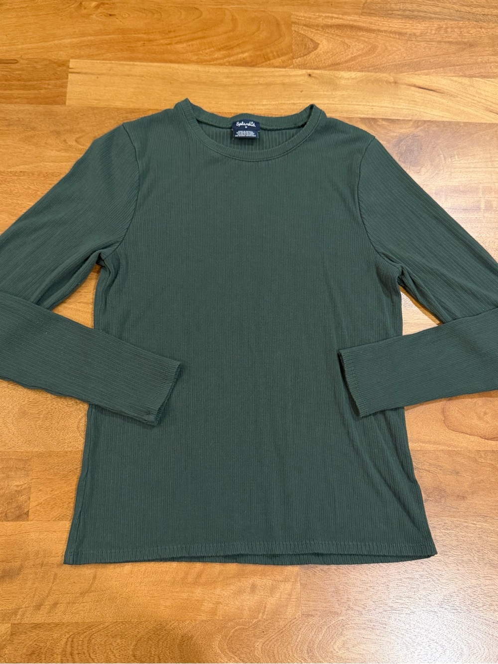 Splendid Dark Green Ribbed Crewneck Top Size Medium